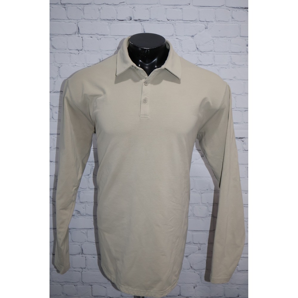 BYLT Golf Polo Shirt Men XL Tan Long Sleeve Drop Cut Athleisure Casual